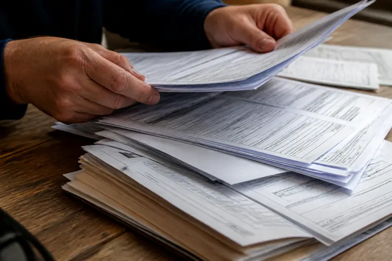 Classement des justificatifs administratifs et de l'avis d'imposition sur une table