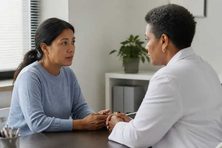 Un proche aidant en consultation chez son médecin pour aborder son épuisement.