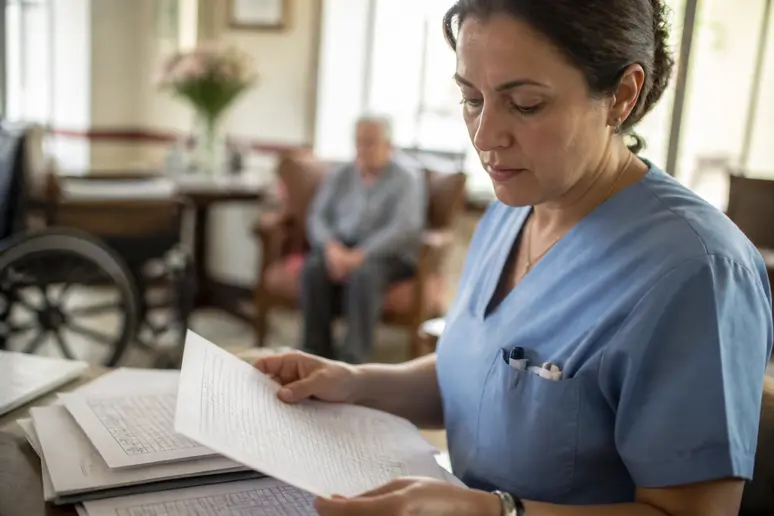 Médecin évaluant les états pathologiques et les besoins médico-techniques dans l'établissement