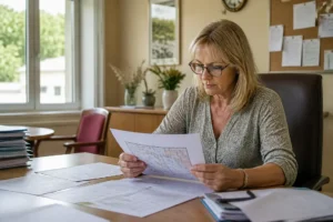 Directeur consultant des documents d'urgence pour la mise en place du plan bleu ehpad dans un bureau