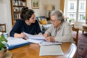 Une dame de compagnie tarif abordable aide une personne âgée à la maison